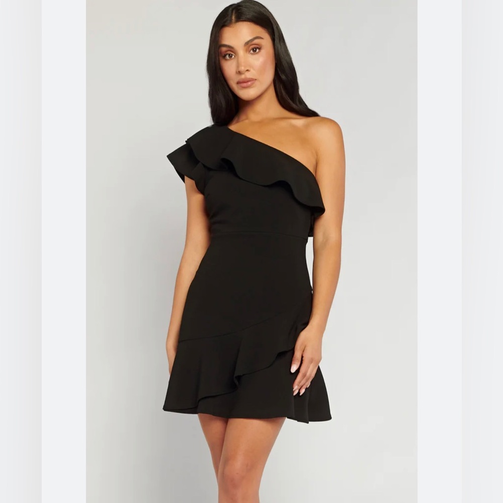 Shills The Label Women’s Mini Little Black Dress Aurora One Shoulder Size S NWT - Picture 3 of 7